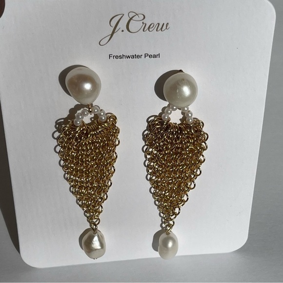J.Crew Chain mesh and freshwater pearl earrings - Picture 3 of 7